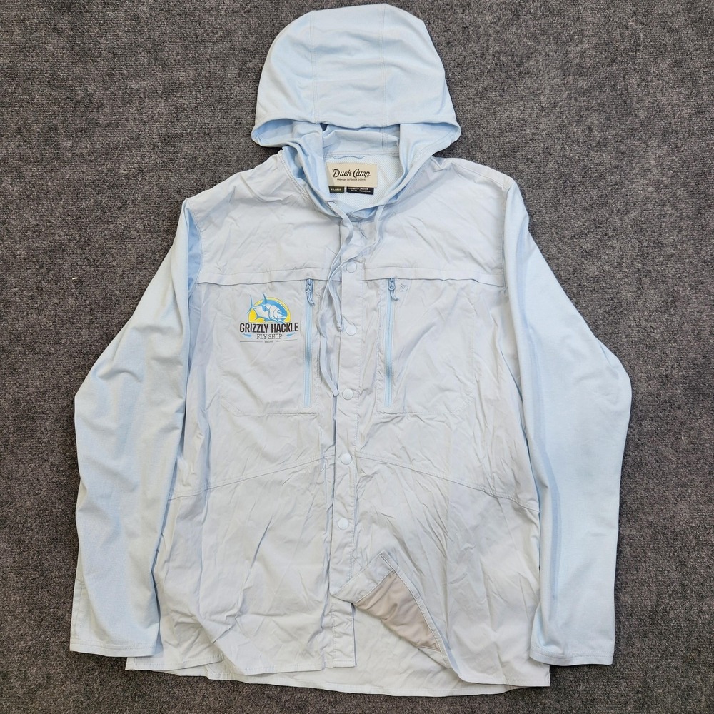 Duck Camp Hybrid Guide Hoodie Shirt Mens XL Blue Lightweight Sun Fishing
